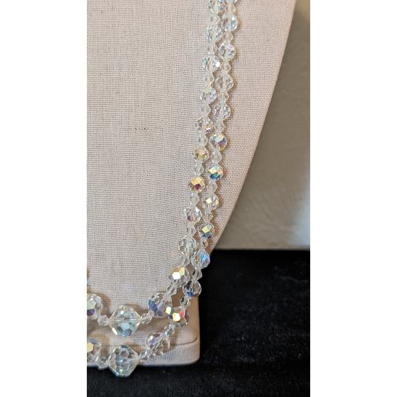 50s Long Two Strand Graduated Aurora Borealis Necklace W/ Hook Clasp - Picture 9 of 12